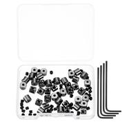 sourcing map 40 Pcs Metal Locking Pin Backs, Locking Pin Keepers Clasp 5mm(H) with 4 Wrench Replacement in Storage Case for Badge, Brooch, Black Tone