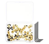sourcing map 40 Pcs Metal Locking Pin Backs, Locking Pin Keepers Clasp 5mm(H) with 4 Wrench Replacement in Storage Case for Badge, Brooch, Gold Tone