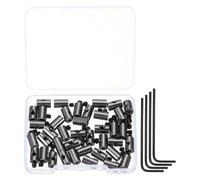 sourcing map 40 Pcs Metal Locking Pin Backs, Locking Pin Keepers Clasp 9mm(H) with 4 Wrench Replacement in Storage Case for Badge, Brooch, Black Tone
