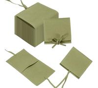 sourcing map 40 Pcs Microfiber Jewelry Pouch 3.1 × 3.1 Inch, Mini Jewelry Packaging Bag with Tie for Small Gift Bag Bulk Necklace Earrings, Green