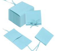 Sourcing Map 40 Pcs Microfiber Jewelry Pouch, 3.1 × 3.1 Inch Mini Jewelry Packaging Bag with Tie for Small Gift Bag Bulk Necklace, Earrings, Light Blue