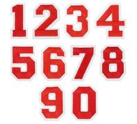 sourcing map 40 Pcs Number Patches 2" Length Number 0-9 Embroidered Decorative Repair Patches Iron/Sew on Embroidery Appliques for Decor Clothes Shoes Hats Backpacks DIY Crafts, Red