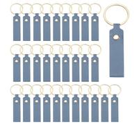 sourcing map 40 Pcs PU Leather Keychain Blanks Bulk Laser Engraving Keychain Leather Key Fob Kit with Key Rings for DIY Supplies Gifts (Blue, 3.7" x 0.7")