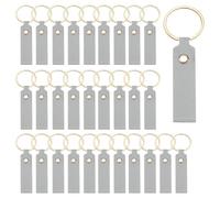 sourcing map 40 Pcs PU Leather Keychain Blanks Bulk Laser Engraving Keychain Leather Key Fob Kit with Key Rings for DIY Supplies Gifts (Light Gray, 3.7" x 0.7")
