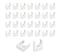 Sourcing Map 40 Pcs PVC Water Pipe Clamps, 32mm ID U-Shaped White Pipe Clips for 1" Water Pipe Tubing Hose TV Trays Hanger Support