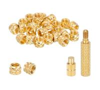 sourcing map 40 Pcs Threaded Inserts with Soldering Iron Tip Press Tool, M5 x 5mm H x 7.5mm OD Brass Metric Knurled Nuts Heat Set Inserts Embedment Nut for 3D Printing Plastic Parts