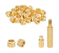 sourcing map 40 Pcs Threaded Inserts with Soldering Iron Tip Press Tool, M5 x 5mm H x 8mm OD Brass Metric Knurled Nuts Heat Set Inserts Embedment Nut for 3D Printing Plastic Parts