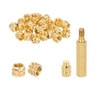 sourcing map 40 Pcs Threaded Inserts with Soldering Iron Tip Press Tool, M6 x 5mm H x 8mm OD Brass Metric Knurled Nuts Heat Set Inserts Embedment Nut for 3D Printing Plastic Parts