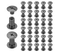 sourcing map 40 Sets Chicago Screw Rivets M5x10mm Metal Phillips Head Post Nail Rivet Stud Screws Connectors for DIY Leather Belt Bag Craft Bookbinding, Black
