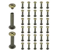 sourcing map 40 Sets Chicago Screw Rivets M5x22mm Metal Phillips Head Post Nail Rivet Stud Screws Connectors for DIY Leather Belt Bag Craft Bookbinding, Bronze