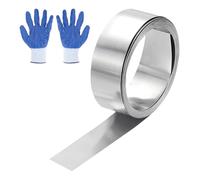 sourcing map 40" x 0.4" Aluminum Flashing Roll, 1060 Aluminum Roof Panels 0.5mm Thickness Metal Roofing Strip with Nitrile Gloves for DIY Roofing Repair, Craft Metal Sheet, Silver