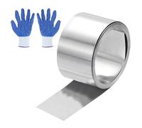 sourcing map 40" x 0.8" Aluminum Flashing Roll, 1060 Aluminum Roof Panels 0.4mm Thickness Metal Roofing Strip with Nitrile Gloves for DIY Roofing Repair, Craft Metal Sheet, Silver