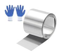 sourcing map 40" x 1.2" Aluminum Flashing Roll, 1060 Aluminum Roof Panels 0.4mm Thickness Metal Roofing Strip with Nitrile Gloves for DIY Roofing Repair, Craft Metal Sheet, Silver