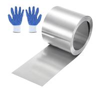 sourcing map 40" x 2" Aluminum Flashing Roll, 1060 Aluminum Roof Panels 0.3mm Thickness Metal Roofing Strip with Nitrile Gloves for DIY Roofing Repair, Craft Metal Sheet, Silver