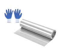 sourcing map 40" x 8" Aluminum Flashing Roll, 1060 Aluminum Roof Panels 0.5mm Thickness Metal Roofing Strip with Nitrile Gloves for DIY Roofing Repair, Craft Metal Sheet, Silver