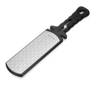 sourcing map 400/1000 Grit Handheld Diamond Sharpening Stone Double-Sided Whetstone 5-in-1 Sharpener Tool with Ceramic and Tungsten Steel Scissor Slot for Kitchen, Black White