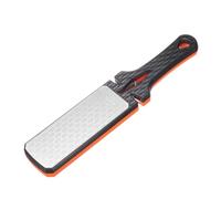 sourcing map 400/1000 Grit Handheld Diamond Sharpening Stone Double-Sided Whetstone 5-in-1 Sharpener Tool with Ceramic and Tungsten Steel Scissor Slot for Kitchen, Black Orange