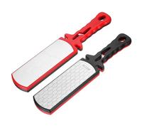 sourcing map 400/1000 Grit Handheld Diamond Sharpening Stone Double-Sided Whetstone 5-in-1 Sharpener Tool with Ceramic and Tungsten Steel Scissor Slot for Kitchen, Black Red, 2pcs