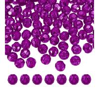 sourcing map 400 Pcs Acrylic Round Faceted Beads 8mm Loose Crystal Spacer Bead for Bracelets Necklace Keychains DIY Crafts Jewelry Making, Dark Purple