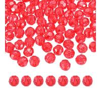 sourcing map 400 Pcs Acrylic Round Faceted Beads 8mm Loose Crystal Spacer Bead for Bracelets Necklace Keychains DIY Crafts Jewelry Making, Red