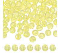 sourcing map 400 Pcs Acrylic Round Faceted Beads 8mm Loose Crystal Spacer Bead for Bracelets Necklace Keychains DIY Crafts Jewelry Making, Lemon Yellow