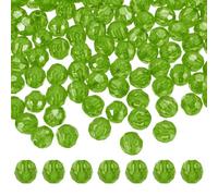 sourcing map 400 Pcs Acrylic Round Faceted Beads 8mm Loose Crystal Spacer Bead for Bracelets Necklace Keychains DIY Crafts Jewelry Making, Grass Green