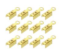 sourcing map 400 Pcs Fold Over Cord Ends, 10.2x2.5mm Ribbon Crimp Ends Cap, Clasp Tips for Leather Craft Jewelry Making DIY (Gold)
