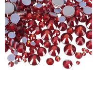 sourcing map 400 Pcs Hotfix Rhinestones Flatback Crystal Glass Gems with Clear Bag Nail Art Kit for Crafts Clothes DIY Decoration 5 Sizes (SS6-SS20 Set, Dark Red)