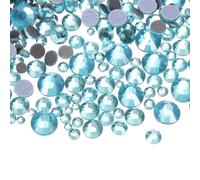 sourcing map 400 Pcs Hotfix Rhinestones Flatback Crystal Glass Gems with Clear Bag Nail Art Kit for Crafts Clothes DIY Decoration 5 Sizes (SS6-SS20 Set, Lake Blue)
