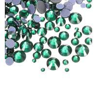 sourcing map 400 Pcs Hotfix Rhinestones Flatback Crystal Glass Gems with Clear Bag Nail Art Kit for Crafts Clothes DIY Decoration 5 Sizes (SS6-SS20 Set, Dark Green)