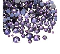 sourcing map 400 Pcs Hotfix Rhinestones Flatback Crystal Glass Gems with Clear Bag Nail Art Kit for Crafts Clothes DIY Decoration 5 Sizes (SS6-SS20 Set, Purple)