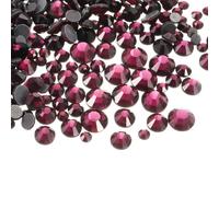 sourcing map 400 Pcs Hotfix Rhinestones Flatback Crystal Glass Gems with Clear Bag Nail Art Kit for Crafts Clothes DIY Decoration 5 Sizes (SS6-SS20 Set, Dark Purple)
