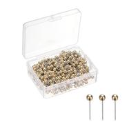 sourcing map 400 Pcs Push Pins, Map Thumb Tacks 4mm Round Head Decorative Push Pins for Bulletin Board Home Office Travel Wall DIY Crafts Map Photo, Golden