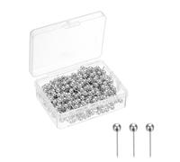 sourcing map 400 Pcs Push Pins, Map Thumb Tacks 4mm Round Head Decorative Push Pins for Bulletin Board Home Office Travel Wall DIY Crafts Map Photo, Silver