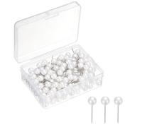 sourcing map 400 Pcs Push Pins, Map Thumb Tacks 6mm Round Head Decorative Push Pins for Bulletin Board Home Office Travel Wall DIY Crafts Map Photo, Metallic White