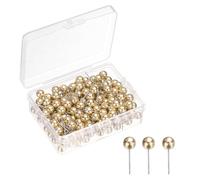 sourcing map 400 Pcs Push Pins, Map Thumb Tacks 6mm Round Head Decorative Push Pins for Bulletin Board Home Office Travel Wall DIY Crafts Map Photo, Golden