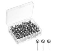 sourcing map 400 Pcs Push Pins, Map Thumb Tacks 6mm Round Head Decorative Push Pins for Bulletin Board Home Office Travel Wall DIY Crafts Map Photo, Metallic Black