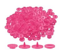 sourcing map 400 Set Plastic Snaps T5 Round Resin No-Sew Button Plastic Snap Fasteners Kit for Clothing Sewing Rain Coat Diapers Bibs Crafting, Rose Red