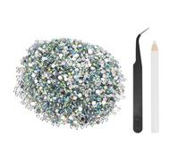 sourcing map 4000pcs Flatback Rhinestones Resin, SS16 4mm Resin Rhinestones Bulk Round Shine Gems with Pickup Tools for DIY Nail Art Tumblers Mugs Clothes, AB