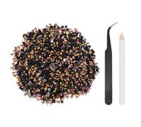 sourcing map 4000pcs Flatback Rhinestones Resin, SS16 4mm Resin Rhinestones Bulk Round Shine Gems with Pickup Tools for DIY Nail Art Tumblers Mugs Clothes, Black Gold AB