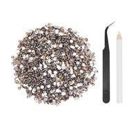 sourcing map 4000pcs Flatback Rhinestones Resin, SS16 4mm Resin Rhinestones Bulk Round Shine Gems with Pickup Tools for DIY Nail Art Tumblers Mugs Clothes, Champagne