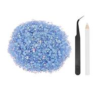 sourcing map 4000pcs Flatback Rhinestones Resin, SS16 4mm Resin Rhinestones Bulk Round Shine Gems with Pickup Tools for DIY Nail Art Tumblers Mugs Clothes, Light Blue