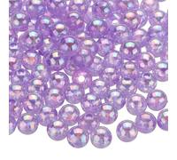 sourcing map 400pcs Acrylic Round Beads AB Colors 8mm Loose Bubble Spacer Craft Beads with Hole for DIY Earring Bracelet Necklace Key Chains, Purple AB
