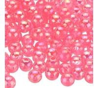 sourcing map 400pcs Acrylic Round Beads AB Colors 8mm Loose Bubble Spacer Craft Beads with Hole for DIY Earring Bracelet Necklace Key Chains, Dark Pink AB