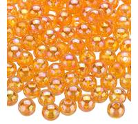 sourcing map 400pcs Acrylic Round Beads AB Colors 8mm Loose Bubble Spacer Craft Beads with Hole for DIY Earring Bracelet Necklace Key Chains, Orange AB