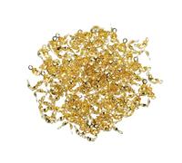 sourcing map 400Pcs End Cap Knot Cover 4mm Dia Clamshell Metal Plated Open Bead Tips End Caps 8mm Length End Caps Brass for DIY Bracelet Jewelry Making, Gold