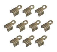 sourcing map 400Pcs Fold Over Cord Ends, 3x6mm Terminators Crimp End Tips for Leather Ribbon Craft Making, Bronze Tone