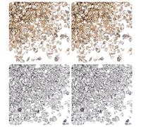 sourcing map 40g Crushed Glass Chips 2-4mm Shiny Electroplating Irregular Broken Sprinkles Chunky Glass for Crafts DIY Resin Art Decoration Vase Filler, Silver,Champagne Gold