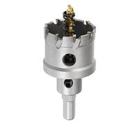 sourcing map 40mm Carbide Hole Cutter, Hole Saws for Stainless Steel Sheet Metal, Non-Slip Triangular Shank Limit Step, with Titanium Coated Center Drill