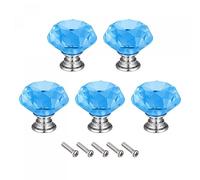 sourcing map 40mm Crystal Knobs Drawer Diamond Shaped Pulls Handles Light Blue 5pcs